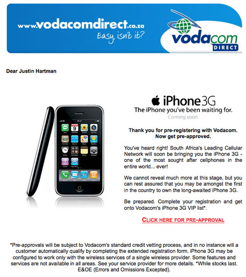 iPhone 3G Now in South Africa Image
